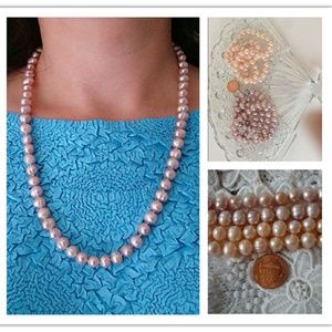 New 7-8mmX23" Pink /Purple Whorl Pearl  Necklace